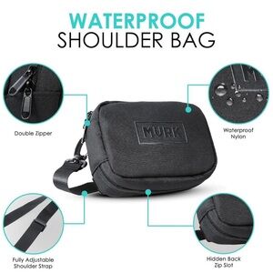 Black Waterproof Shoulder Bag for Men or Women One Strap.